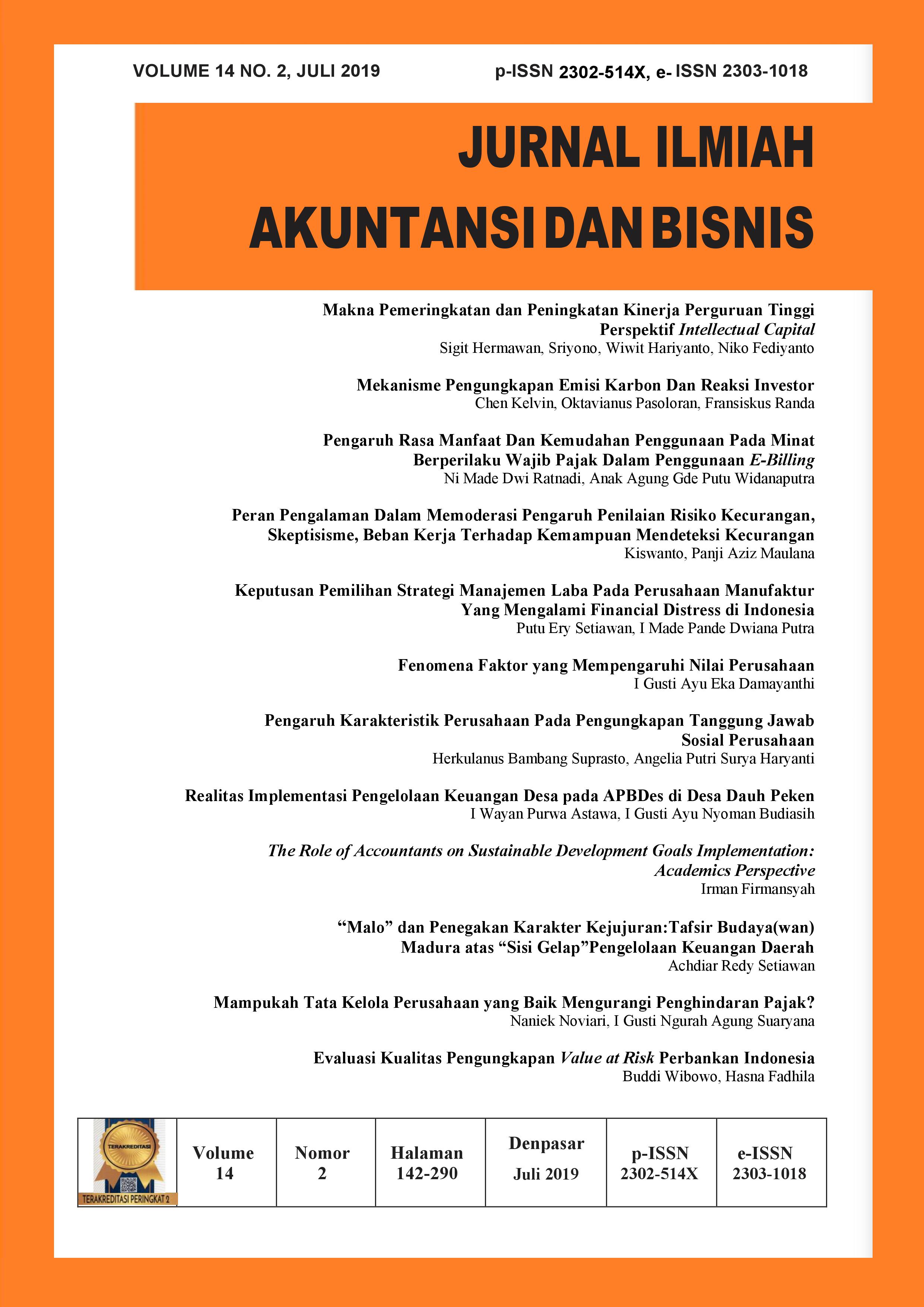 Vol 14 No 2 2019 Jurnal Ilmiah Akuntansi Dan Bisnis