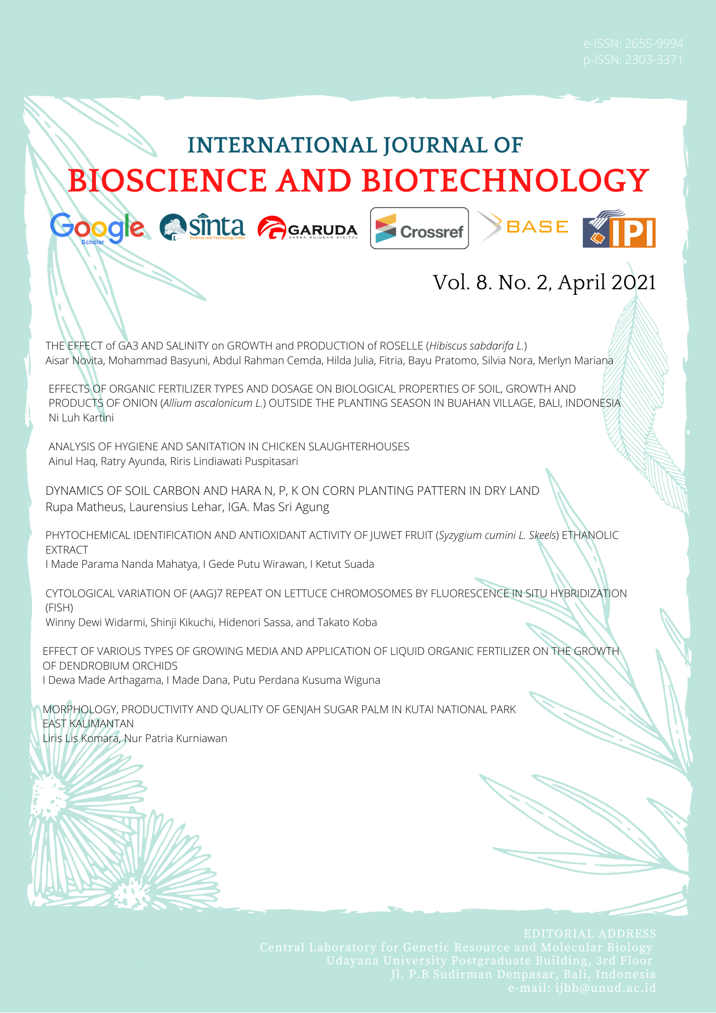 International Journal of Biosciences and Biotechnology